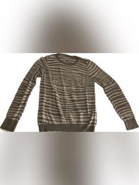 Bass Men's Striped Crewneck Sweater in Gray and Cream
